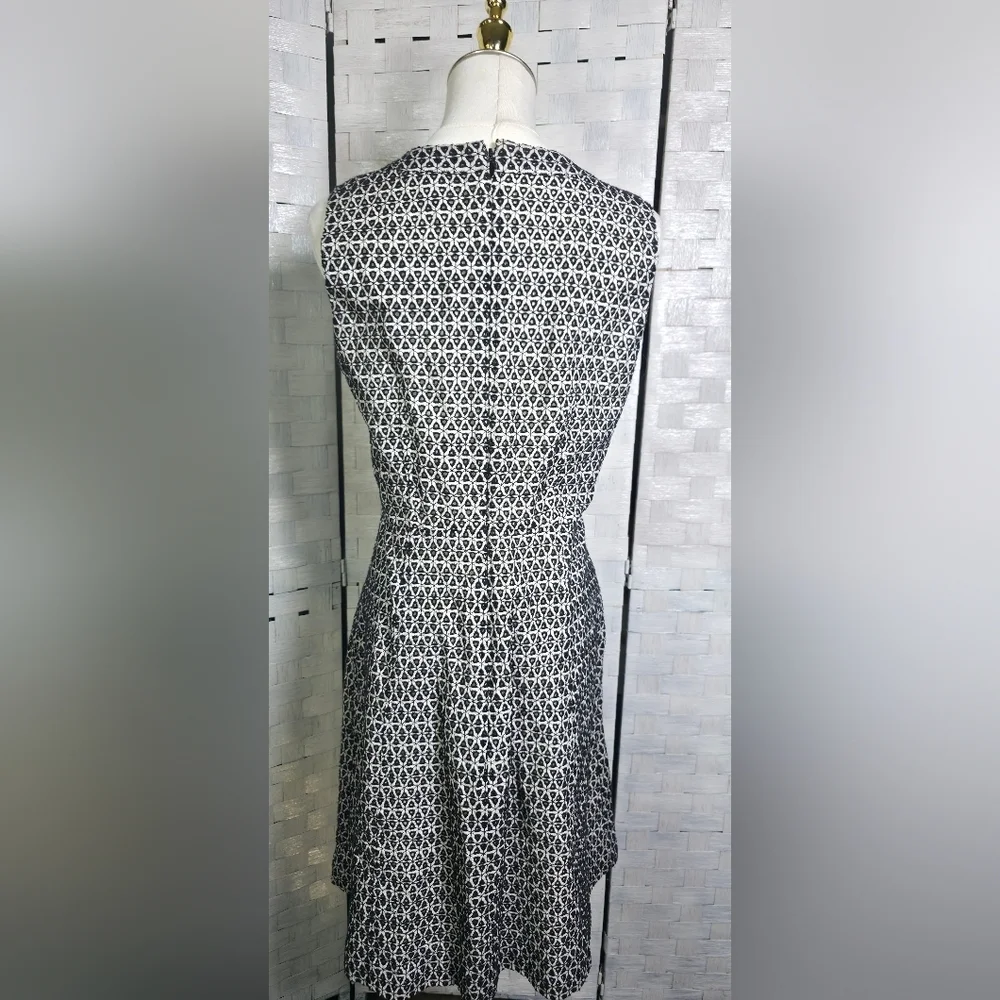 J. Crew Black and White Geometric Midi Dress